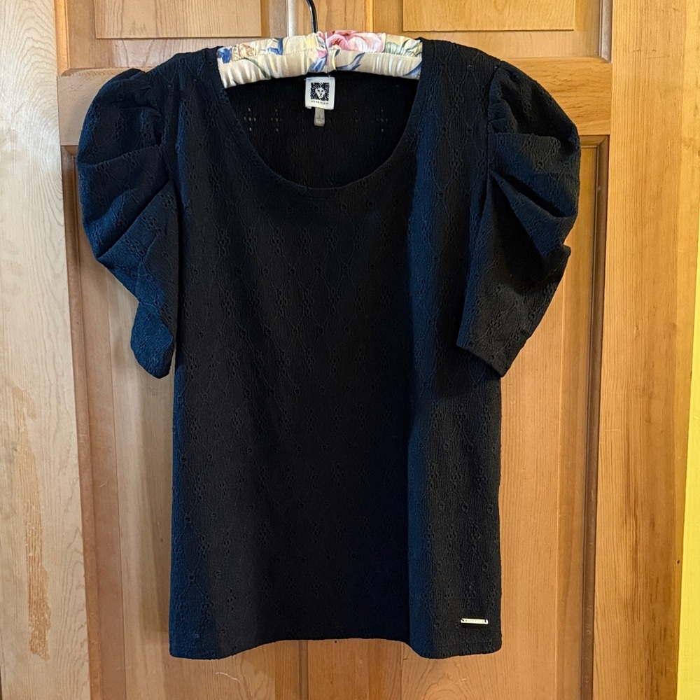 Anne Klein Black and Gold Top